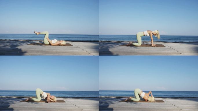海边练习瑜伽、健身