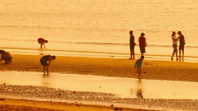 青岛海岸日出 日出时的海滩 海边早晨