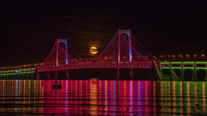 大林星海湾跨海大桥月升延时摄影