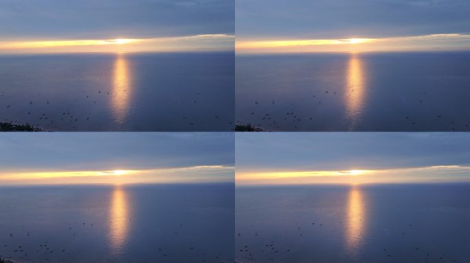 4k海面夕阳日落光线地平线海平面航拍