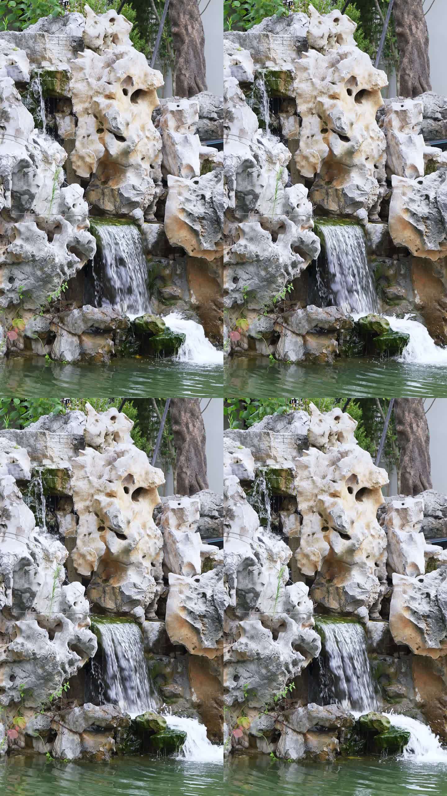 中式园林花园假山太湖石瀑布