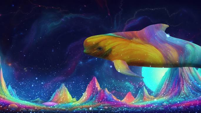 抽象色彩星空海豚