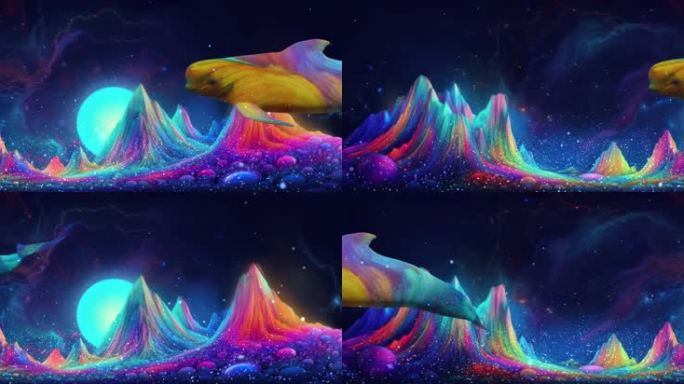 抽象色彩星空海豚