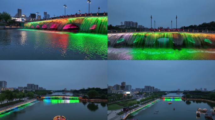 荆州九龙桥水帘夜景