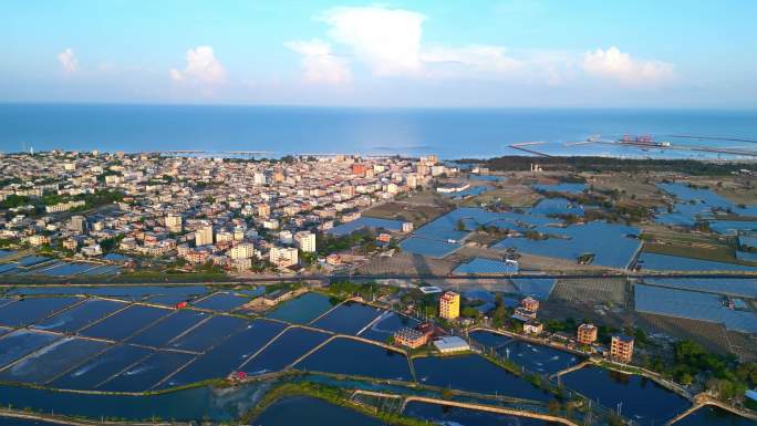 海南乐东黎族自治县莺歌海沿海村庄农田航拍