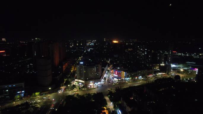 江苏连云港城市夜景灯光航拍