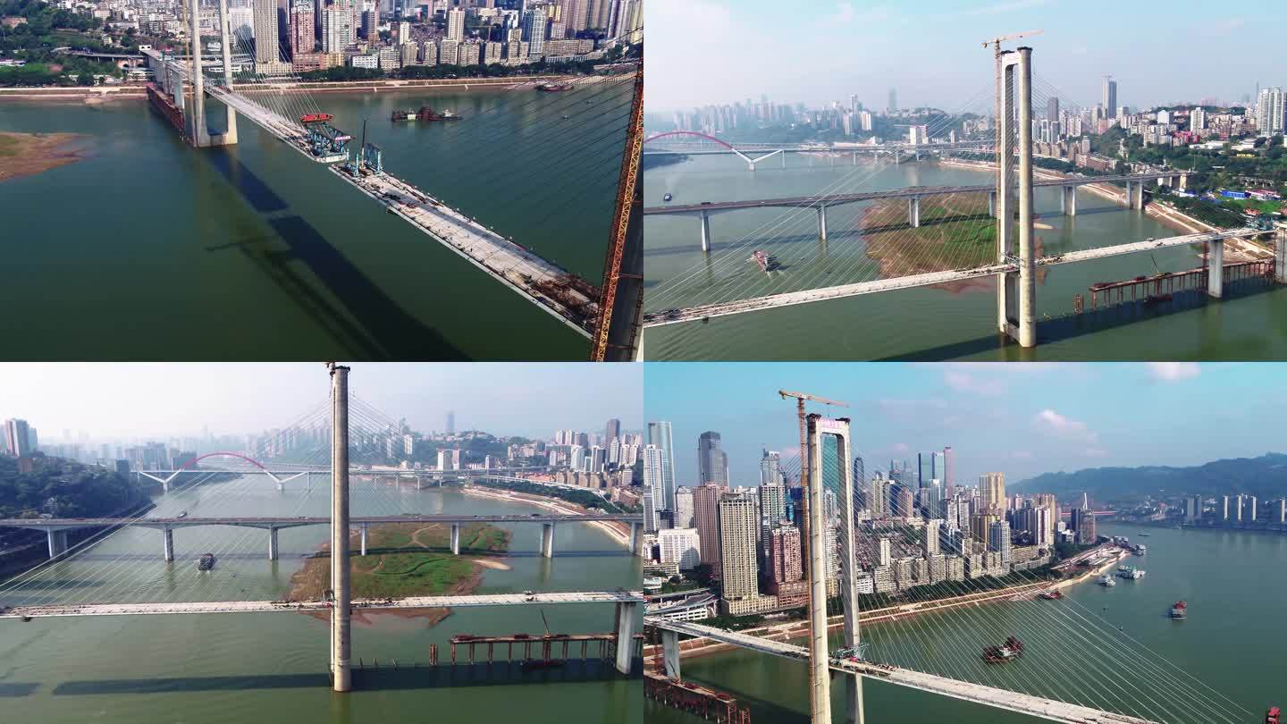 重庆南纪门大桥建设航拍