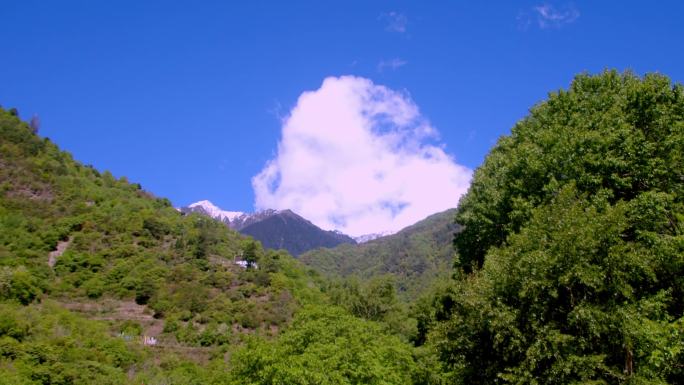 雪山森林溪水藏寨03