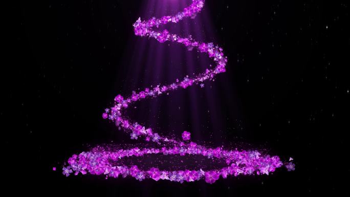 4K紫色花瓣旋转落下光束背景-无缝循环