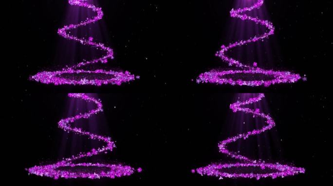 4K紫色花瓣旋转落下光束背景-无缝循环