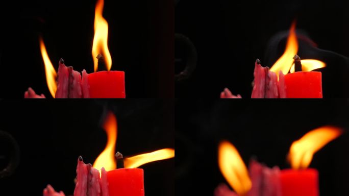 烛火 飘动 火焰 红色 香烛 祈福