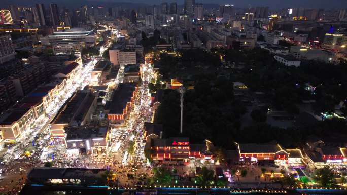 江苏连云港城市风光夜幕降临夜景灯光航拍