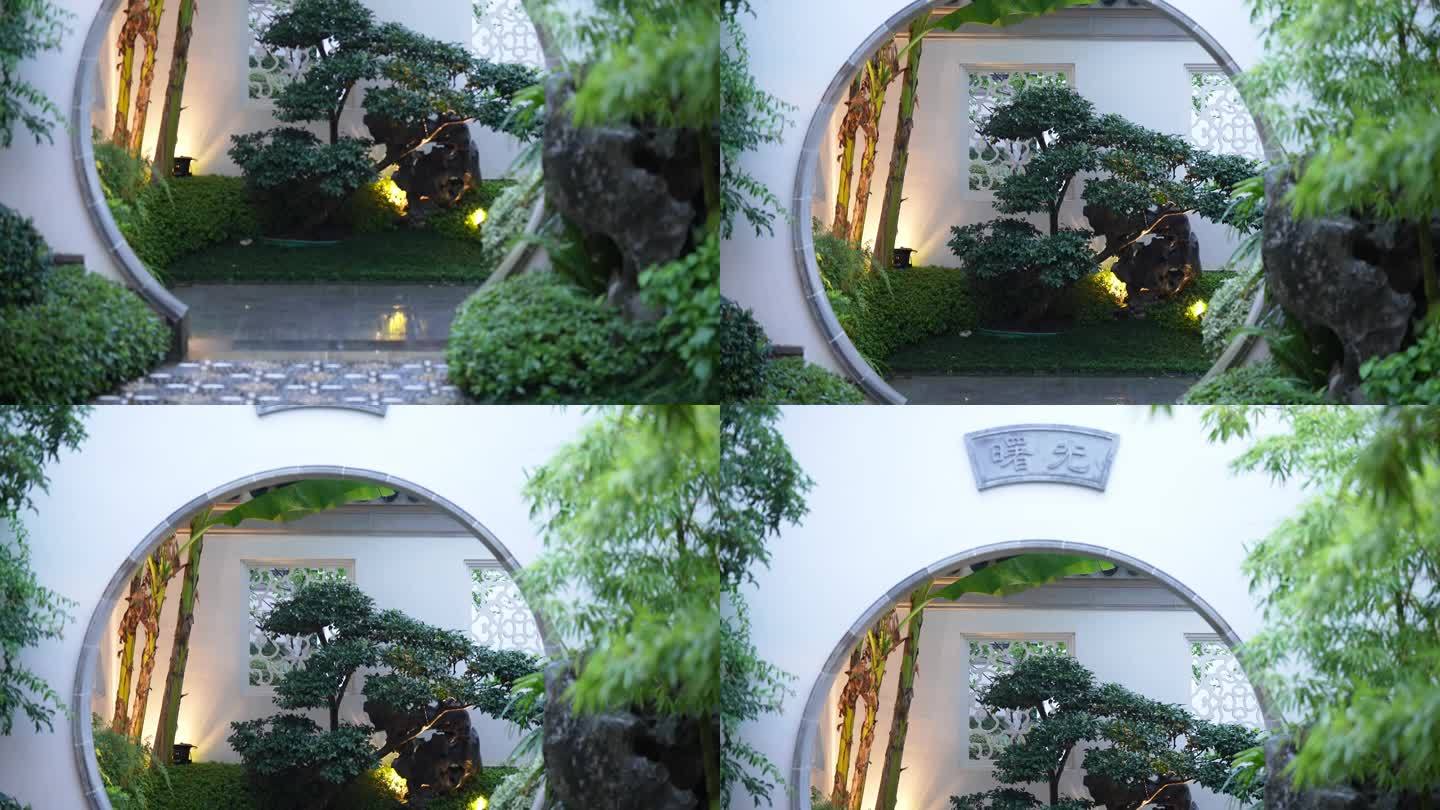 传统中式园林古建筑圆拱门洞