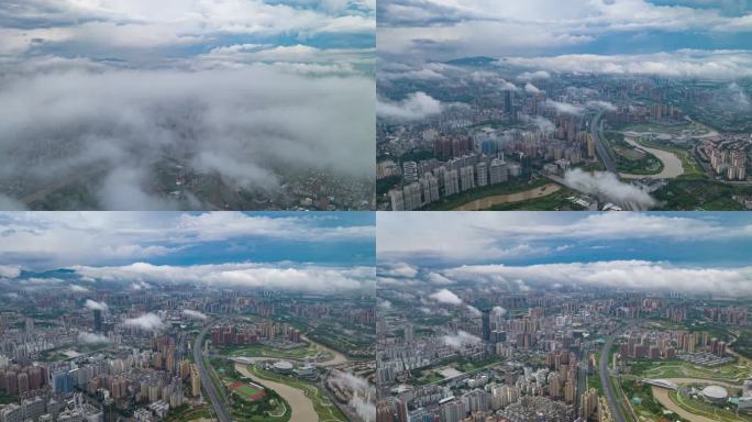 4K片头惠州惠阳淡水科技城市地产分屏航拍