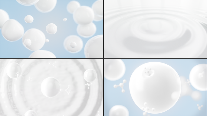 4K精华乳液牛奶融合滴落荡漾吸收分子结构