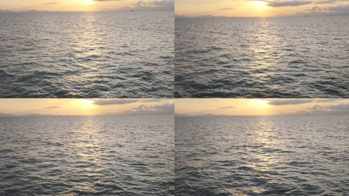 4k海面金色夕阳升格光线地平线海平面航拍