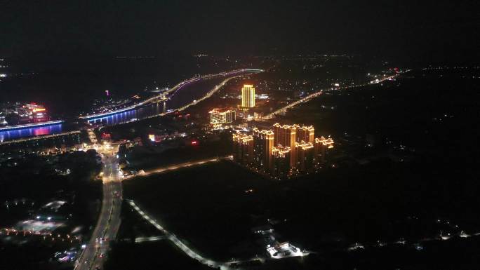 航拍饶平县夜景