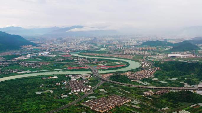 台州黄岩，永宁江，S形蜿蜒，百川东入海