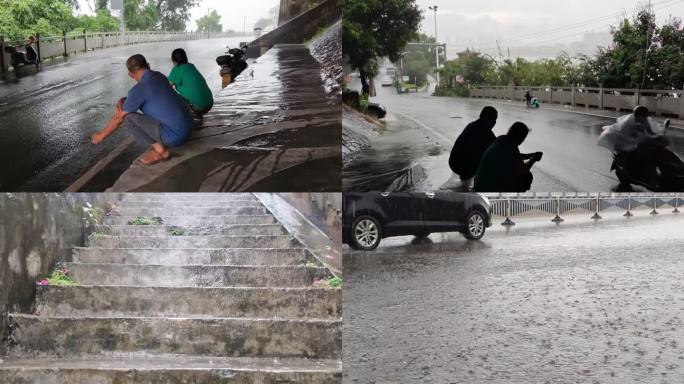 躲雨雨大桥底下躲雨避雨淋雨躲雨避雨