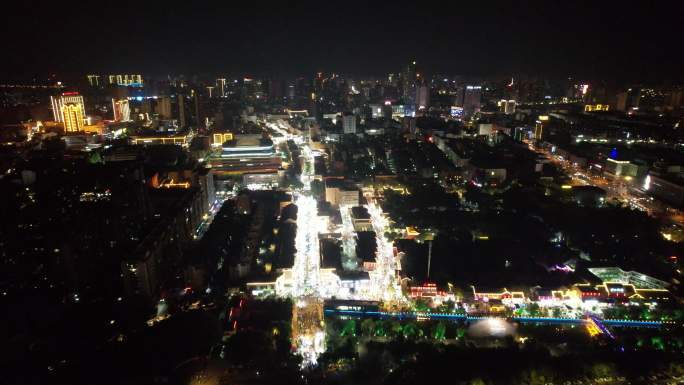 江苏连云港城市风光夜景灯光航拍