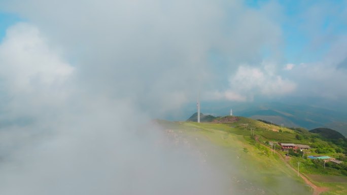 航拍郑州伏羲山五指岭云海风光