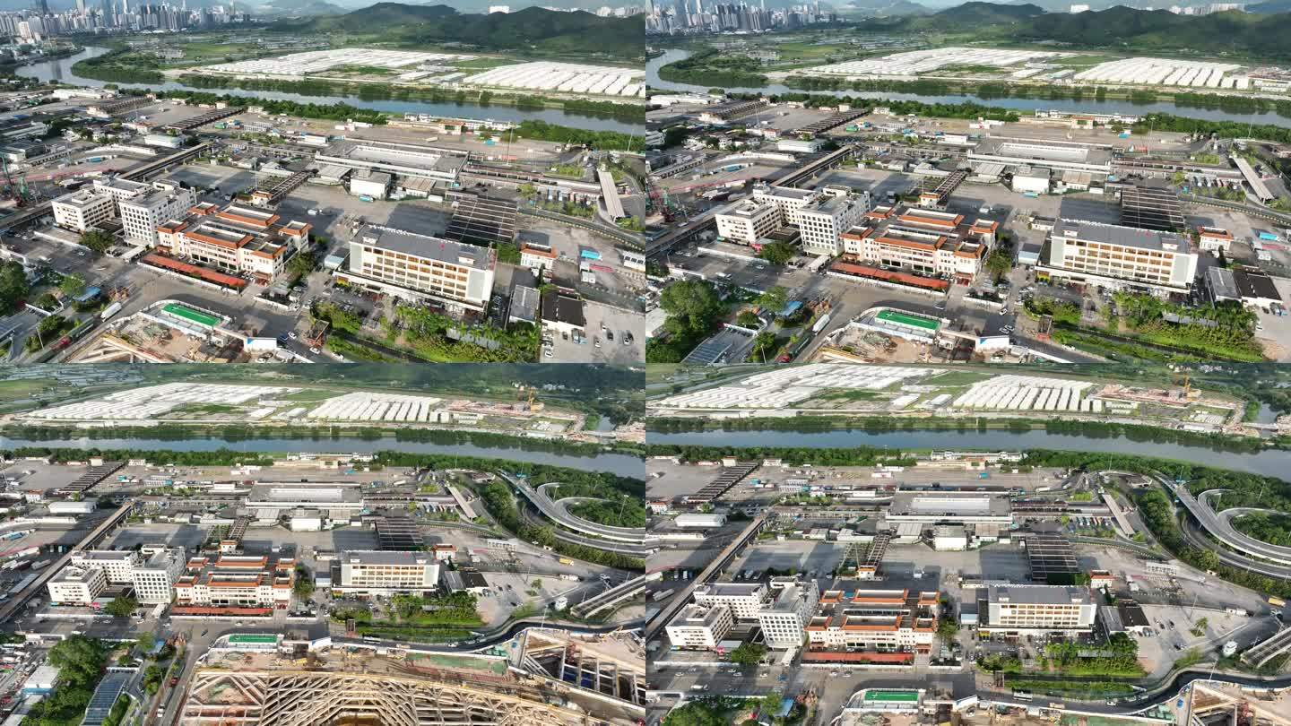航拍深圳皇岗口岸