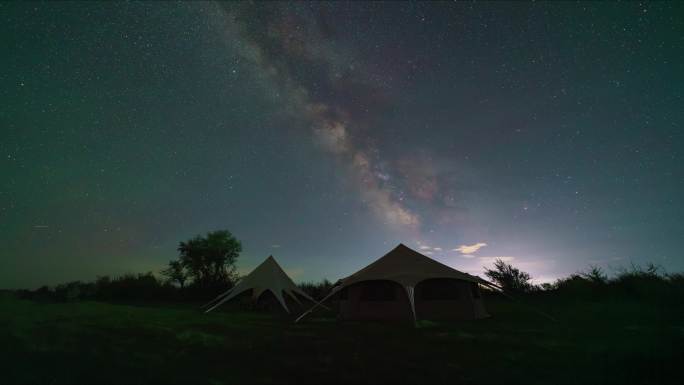 星空 银河露营地帐篷延时