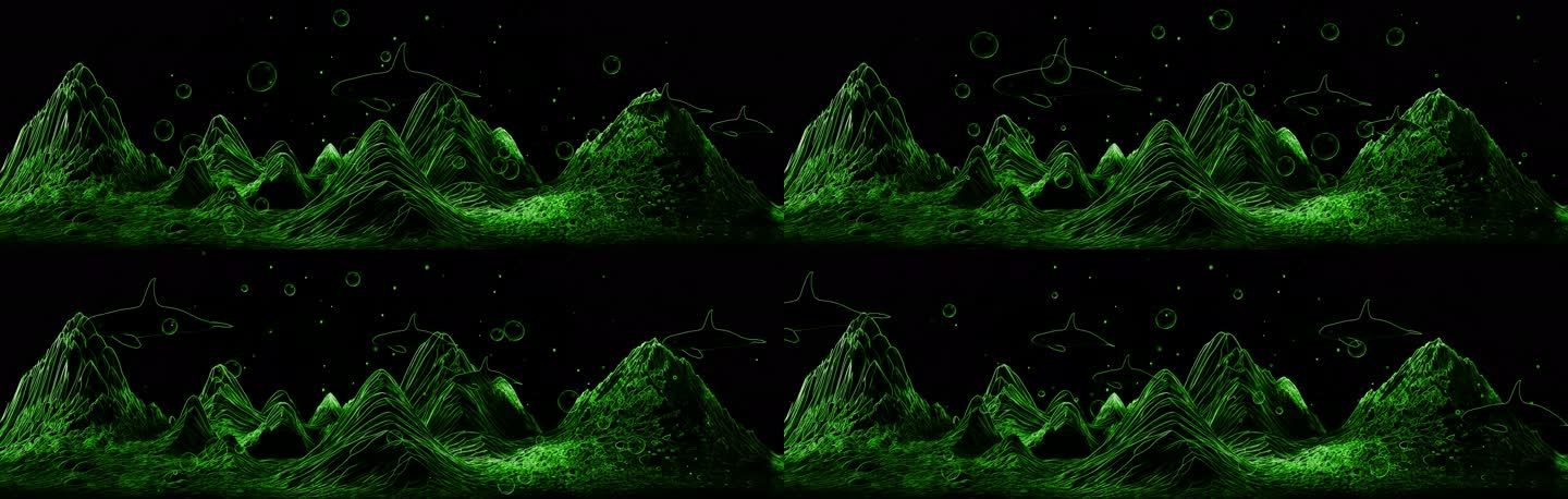 绿色山体线条海豚激光图案
