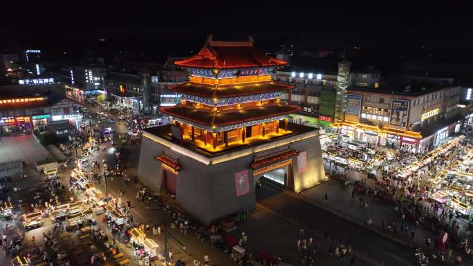 开封 城墙 夜景 航拍 河南