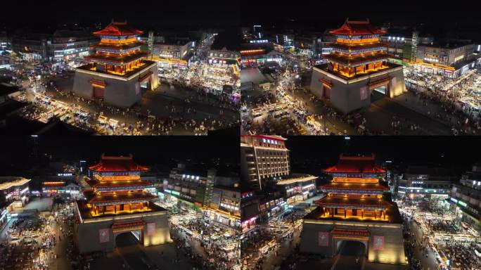 开封 城墙 夜景 航拍 河南