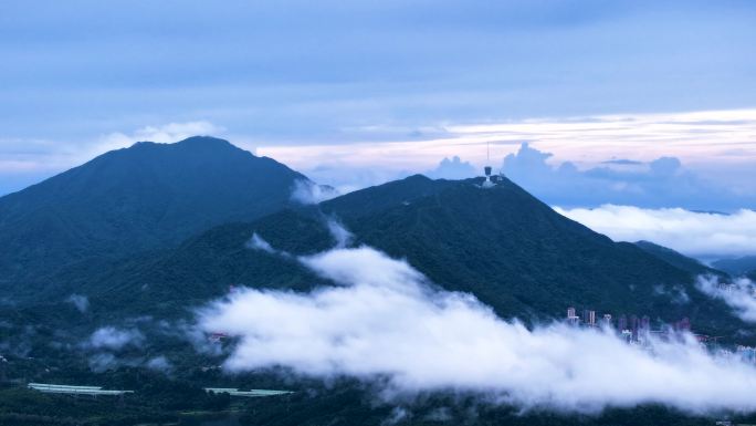 1深圳水库梧桐山罗湖蓝天白云航拍延时