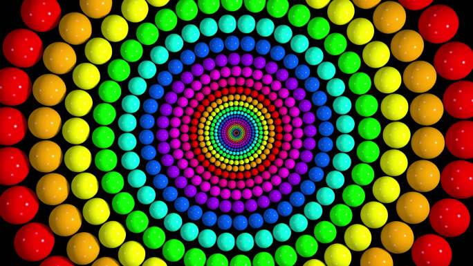 催眠视觉糖果色旋转彩色球2160P