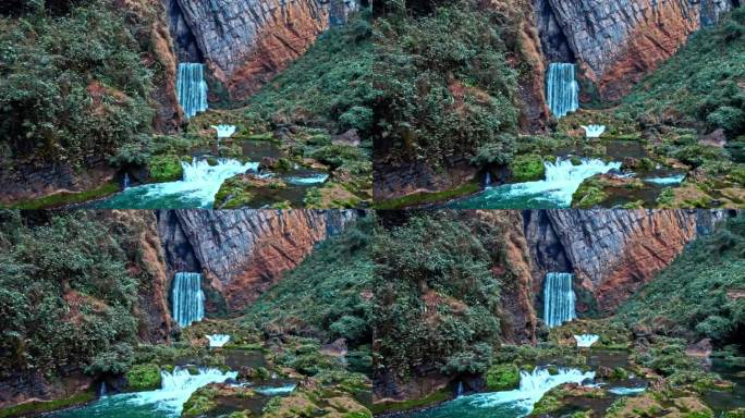 贵州羊皮洞瀑布大气电影感航拍
