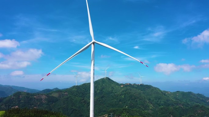 一组风力发电航拍素材