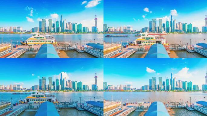 上海北外滩游船码头延时摄影