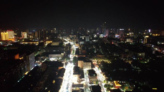 江苏连云港城市夜景灯光航拍