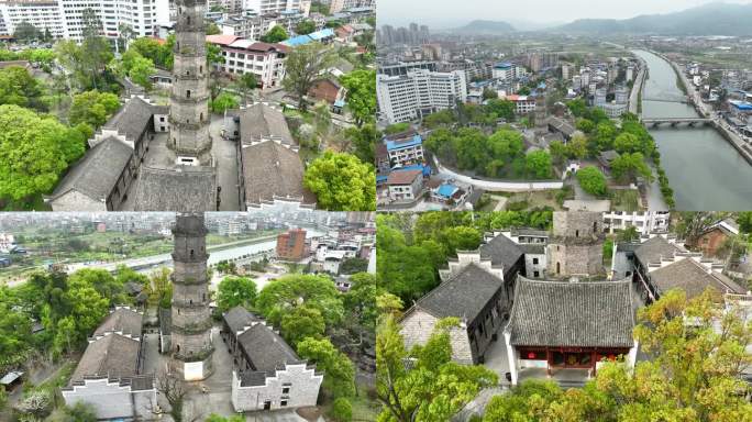 航拍永州市蓝山县蓝山塔下寺合集3