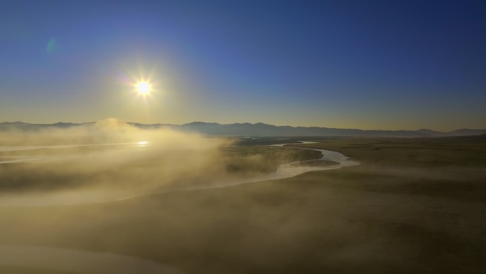 湿地长江九曲黄河黄河云雾缭绕的黄河日出