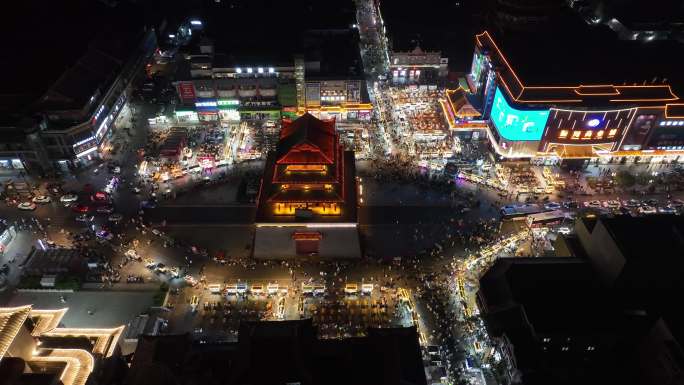 开封 城墙 夜景 航拍 河南 钟鼓楼