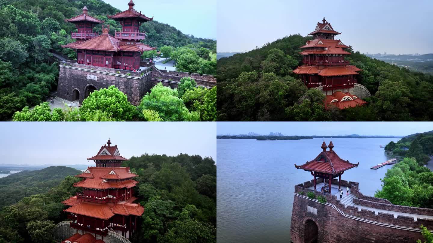 航拍武汉东湖楚天台和楚城