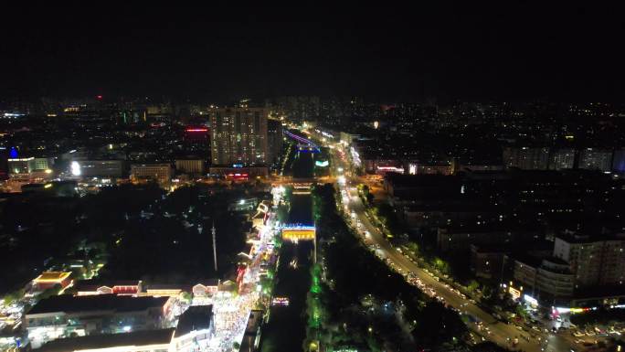 江苏连云港城市夜景灯光航拍