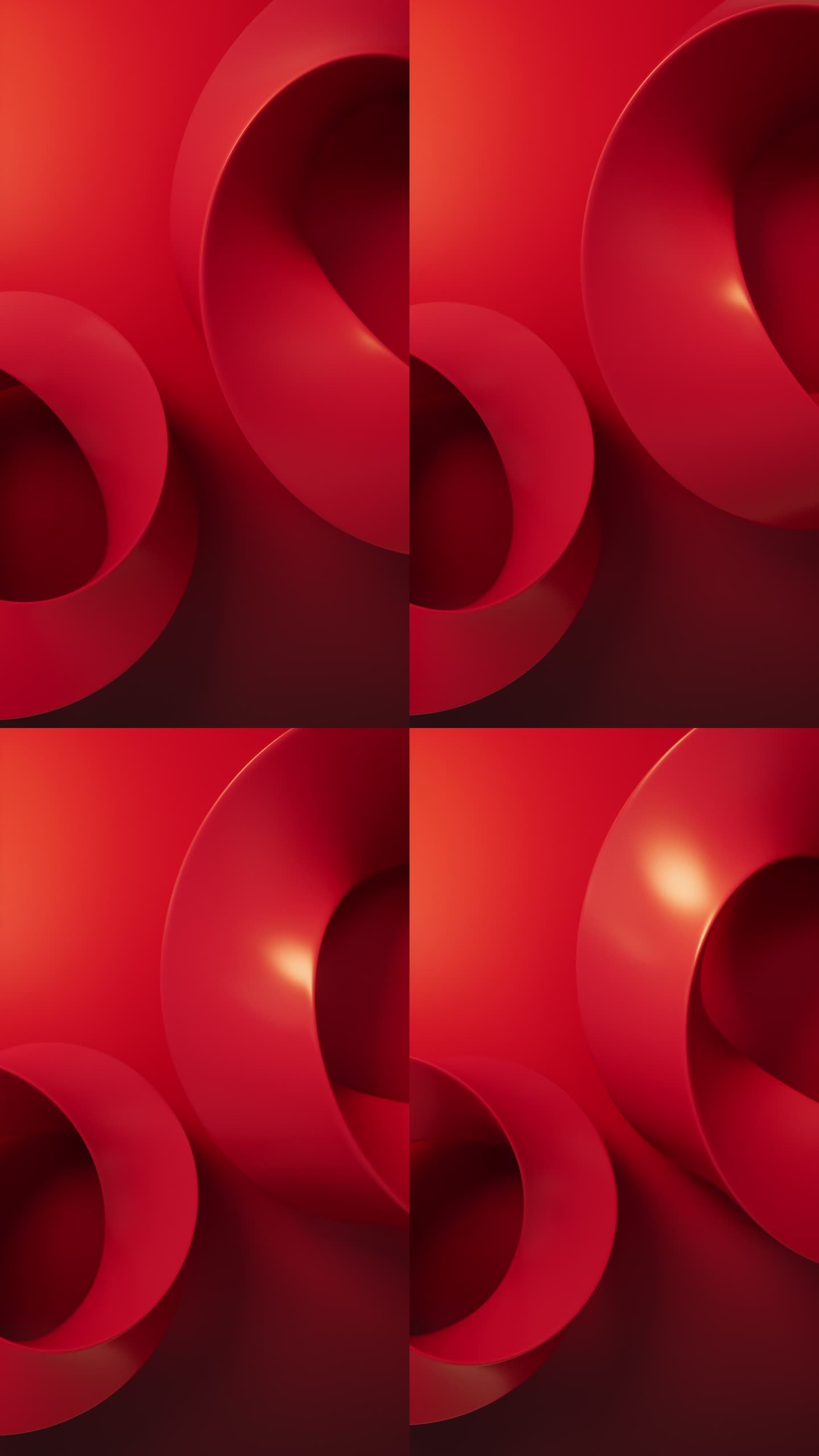 红色曲面几何体背景3D渲染
