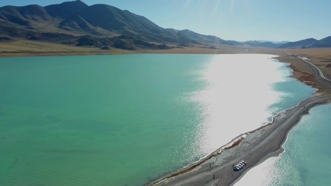 航拍西藏高原湖泊 双生湖达绕措和物玛错