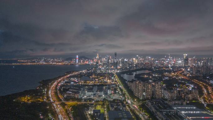 【正版】4K深圳市区暴雨云夜景延时摄影