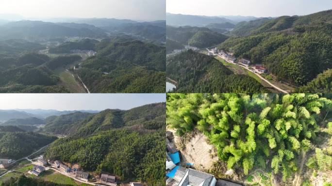 4K航拍乡村大山竹林地质灾害