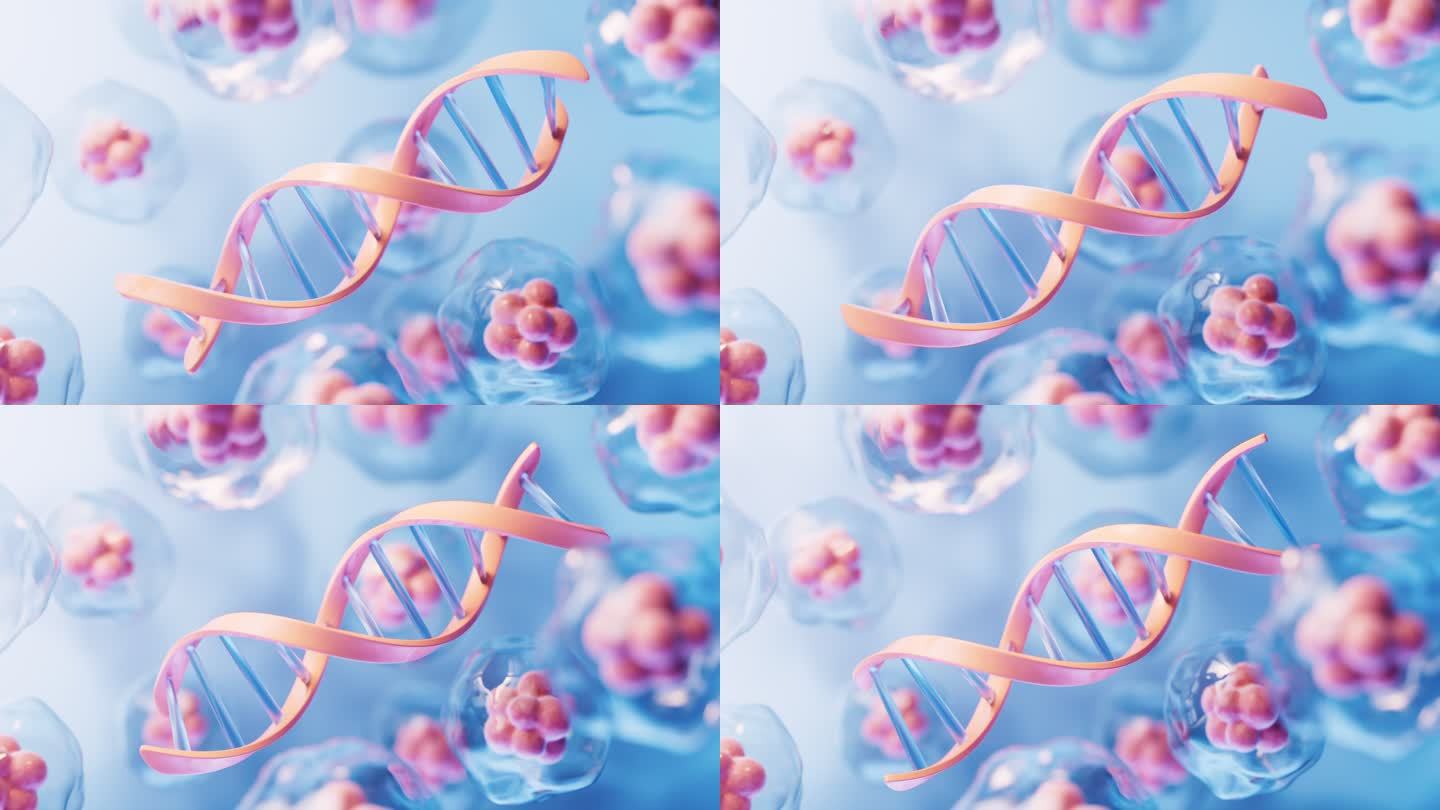 DNA与细胞背景3D渲染