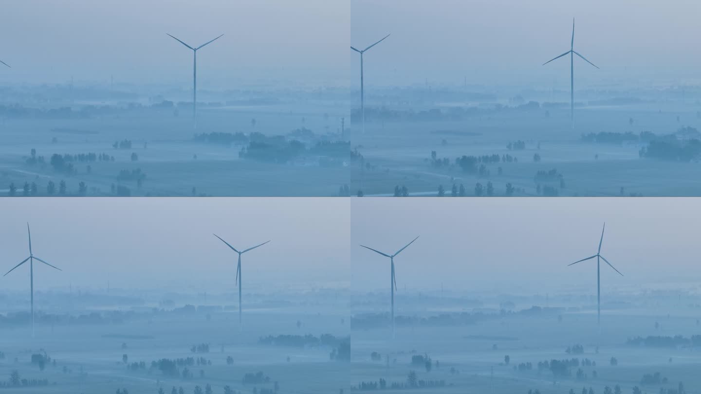 风力发电 蓬莱仙境 云雾缭绕