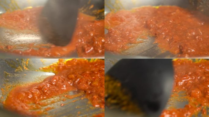 意大利面番茄酱翻炒慢动作