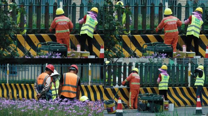 城市道路维修工作人员