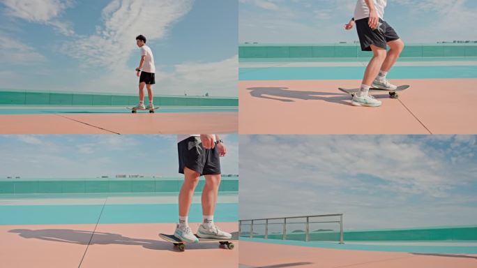 【合集】滑板少年 滑板 城市江边滑板